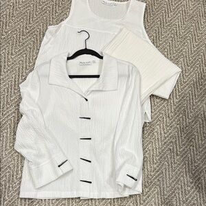 Elegant White Sleeveless Top 3 pc set